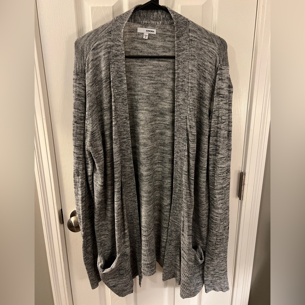 Sonoma Heather Gray Open Front Cardigan